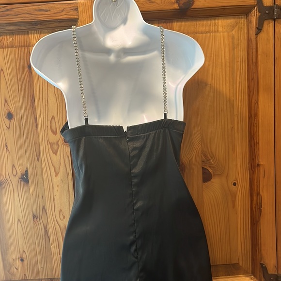 Black Mini Dress With Jeweled Halter Neckline, Size Medium - Picture 3 of 6